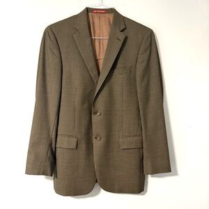 HART SCHAFFNER MARX Brown Tweed Houndstooth Wool Sports‎ Coat Jacket Blazer 40R